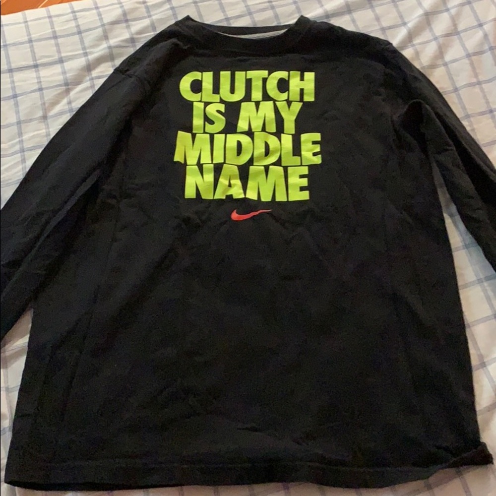 nike “clutch is my middle name” long sleeve tee